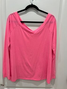 Lilly Pulitzer Neon Pink Long Sleeve V-Neck Tee